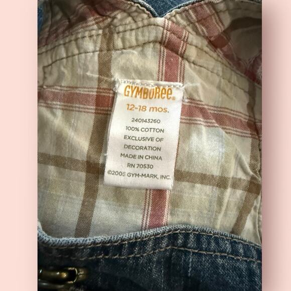 Vtg Y2K Gymboree Denim Overalls Gone Camping 2005 Boys 12-18 Month Happy Moose - Picture 5 of 5